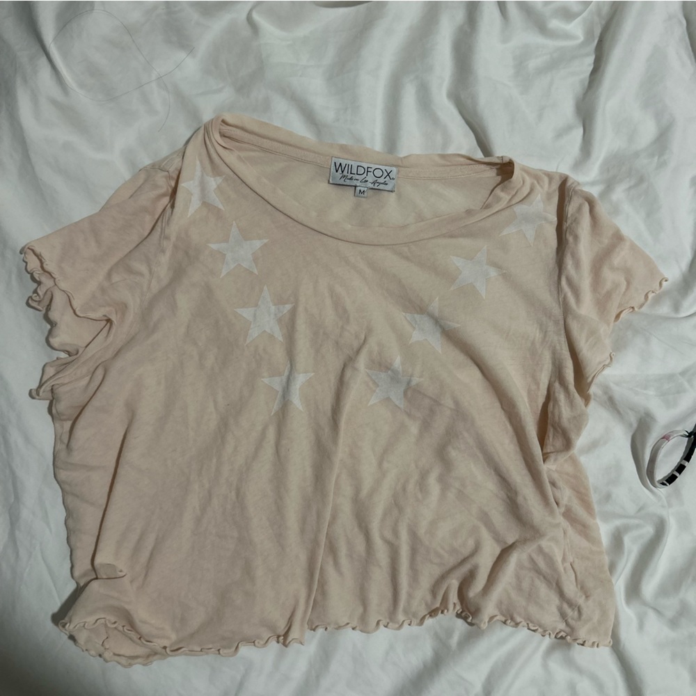 Wildfox light baby pink ruffle tee